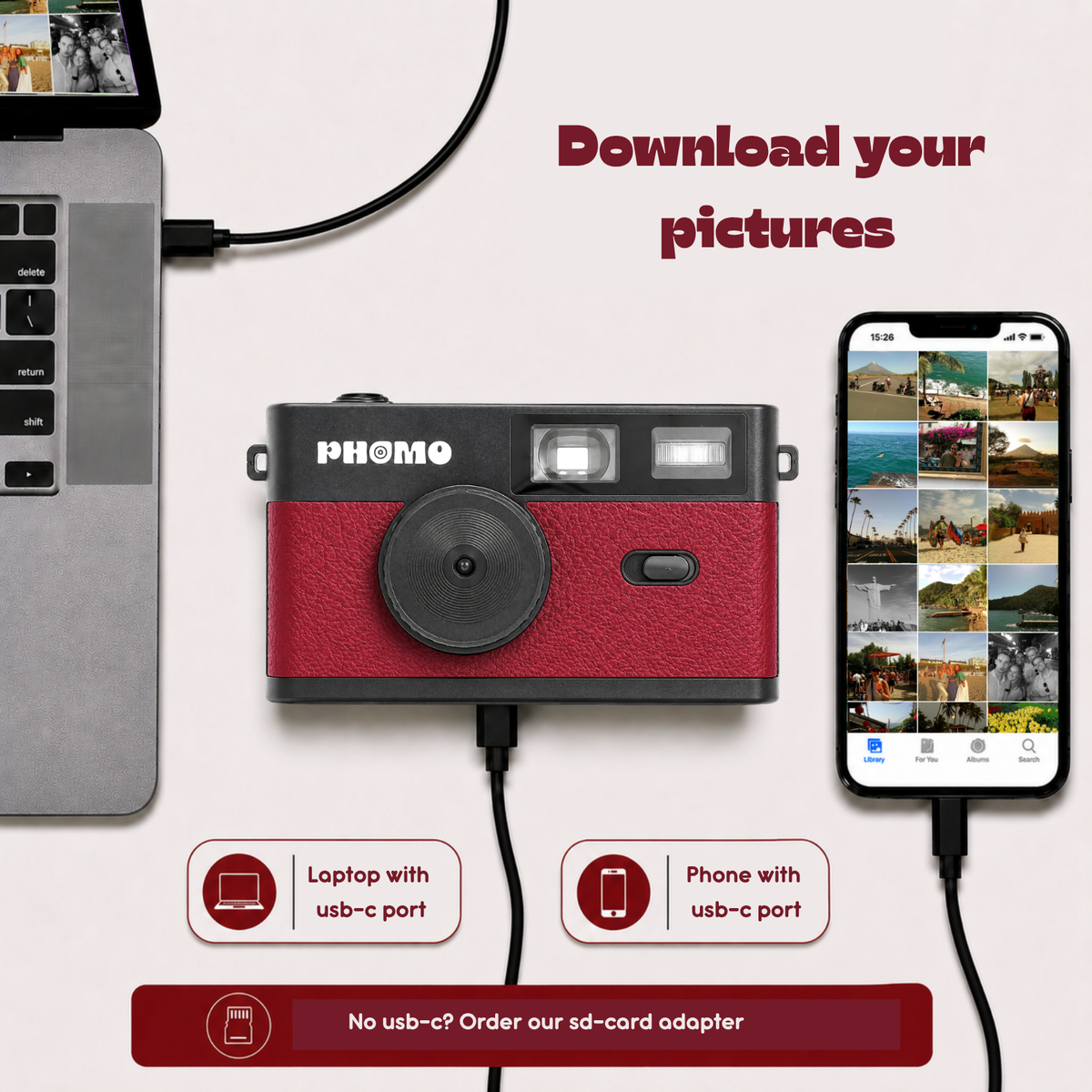 Phomo Camera Burgundy Red