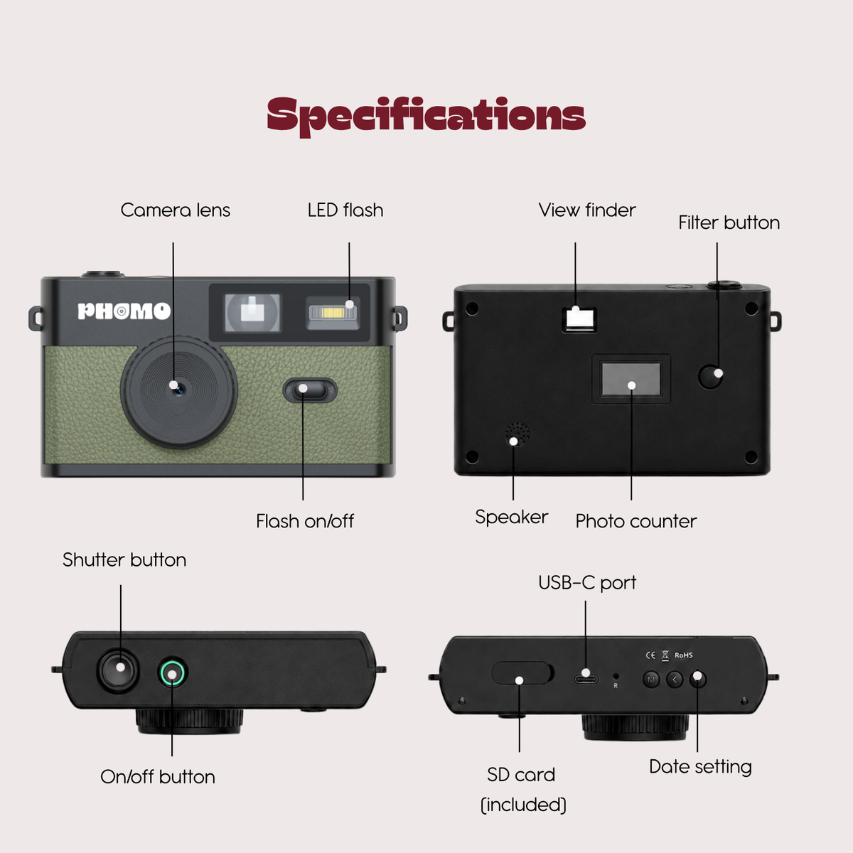 Phomo Camera Olive Green